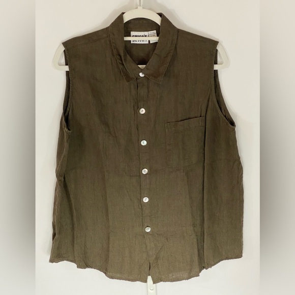 Chico's Tops - EUC Chico’s Brown Linen Collared Button Front Shirt Top, 3, 16, XL